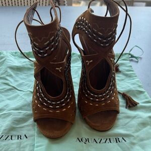 Aquazzura Sext Thing Tan silver Lace-Up Heels